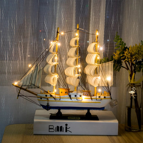 Mediterranean Style Creative Room Wooden Sailboat Decor