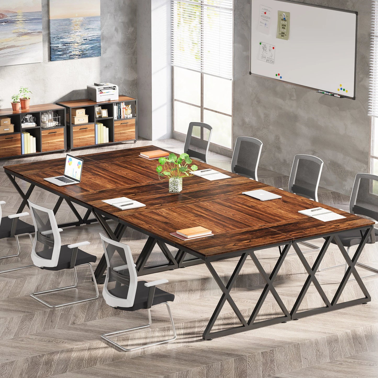 Rectangular Meeting Table with Metal Frame