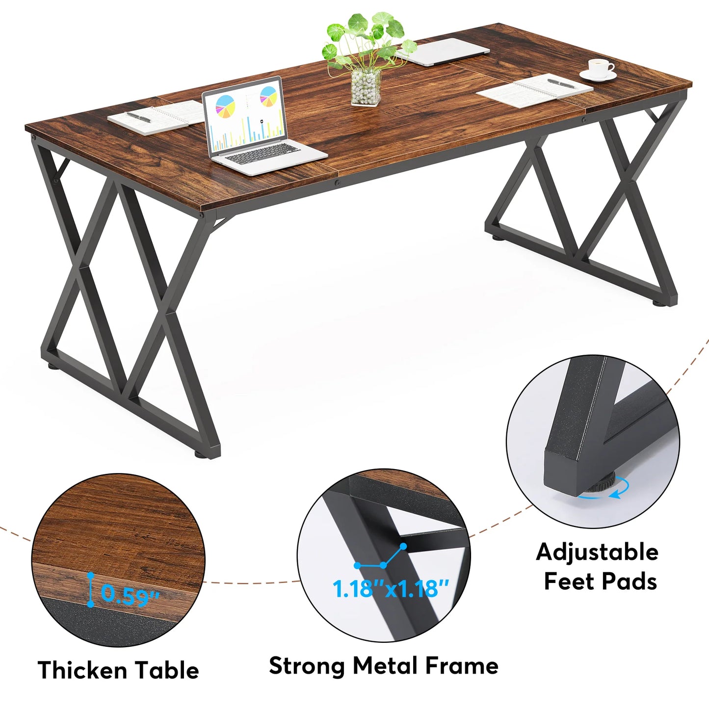 Rectangular Meeting Table with Metal Frame