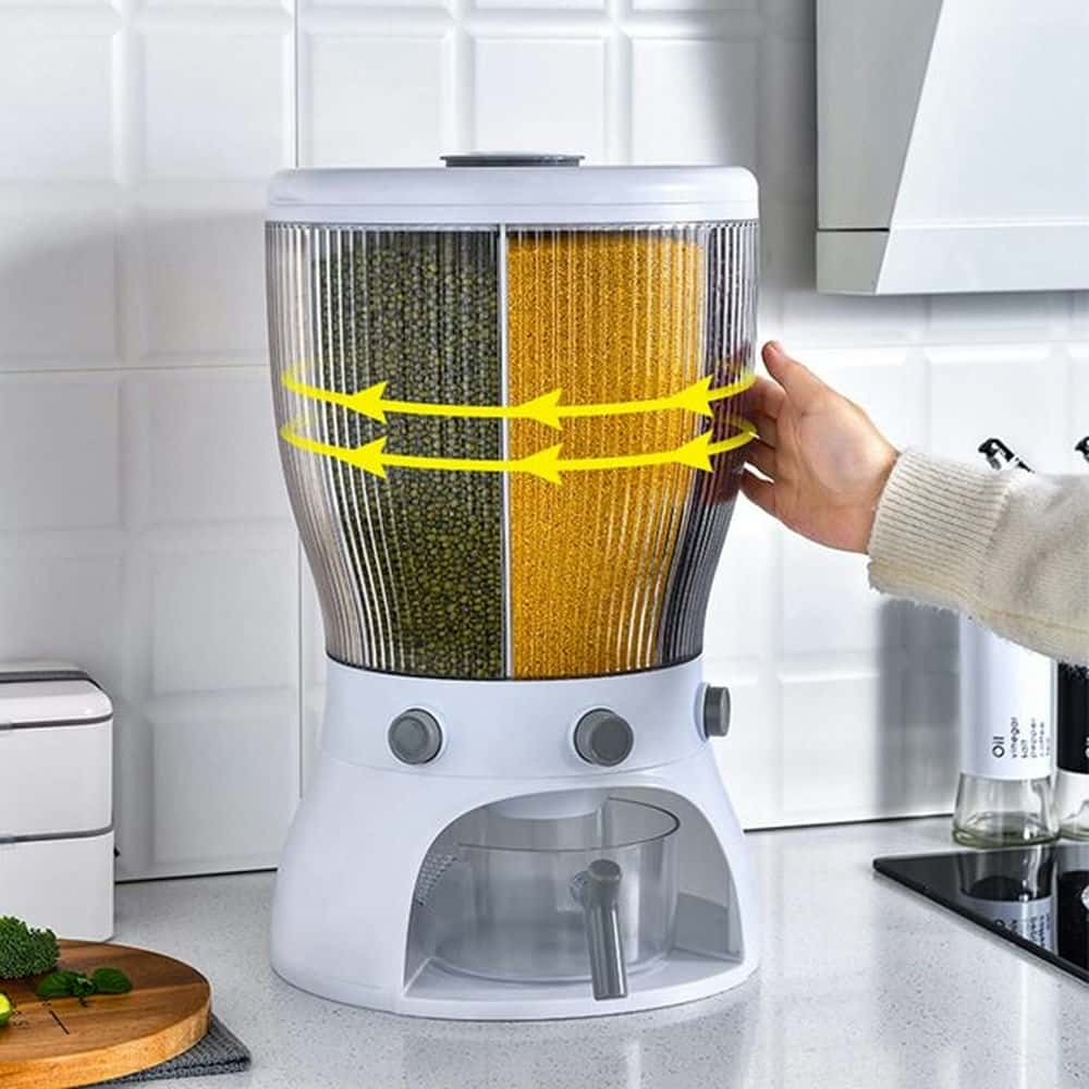 4-Portion Multifunctional Whole Grains Rotating Storage Tank