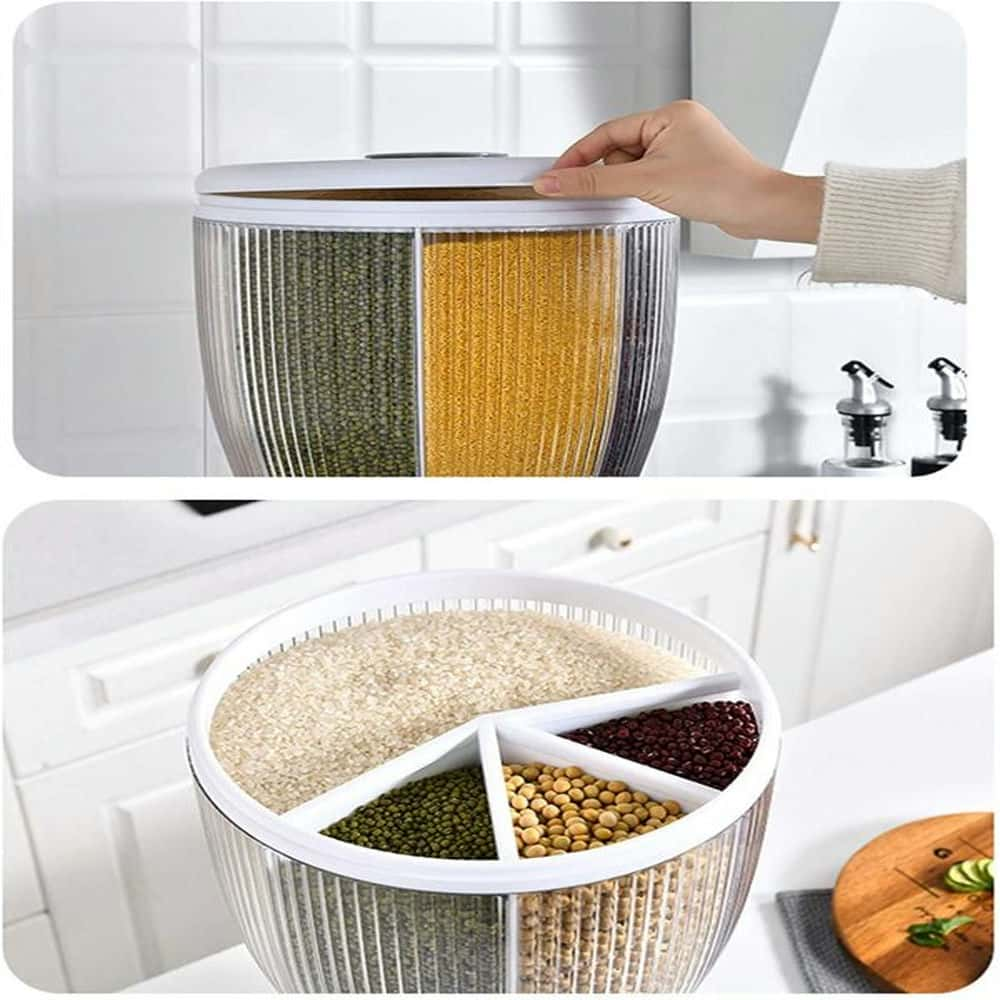 4-Portion Multifunctional Whole Grains Rotating Storage Tank