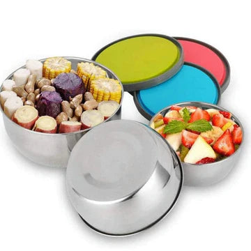 Colorful Lids Steel Food Containers Pack Of 3