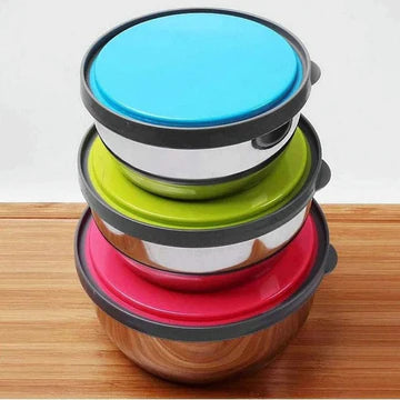 Colorful Lids Steel Food Containers Pack Of 3