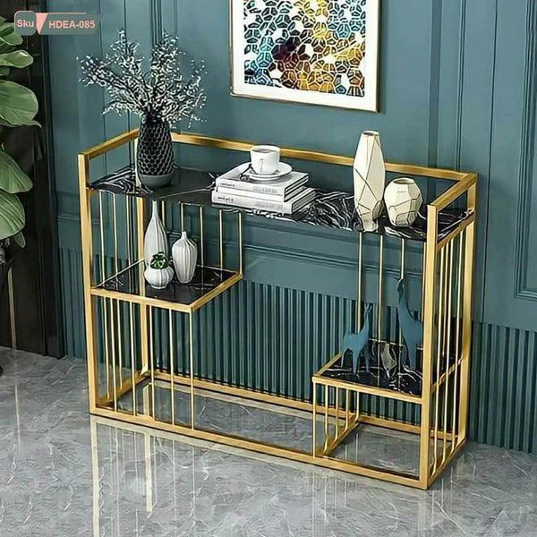 3-Shelf Black Console Table