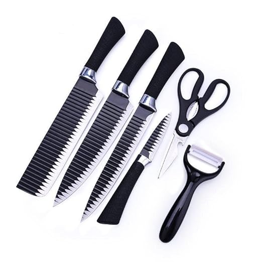 6 pcs Stainless Steel Black Knife Set