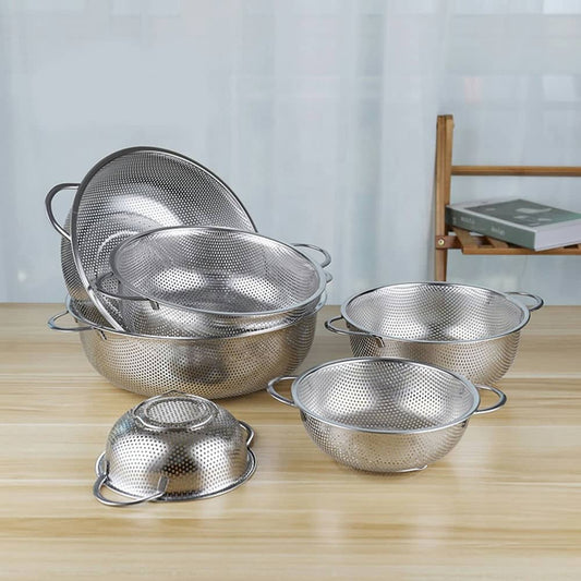 5 Pcs Stainless Steel Colander Set Vegetable Strainer