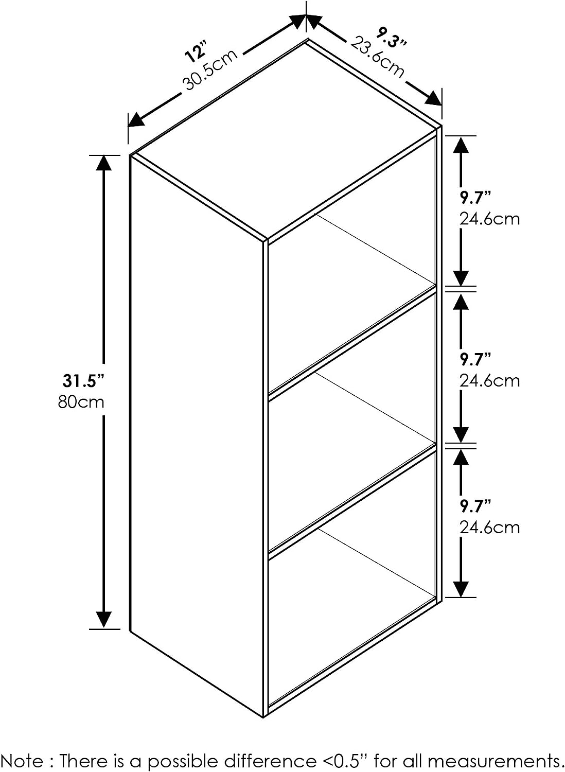 3-Tier White Book Case Rack