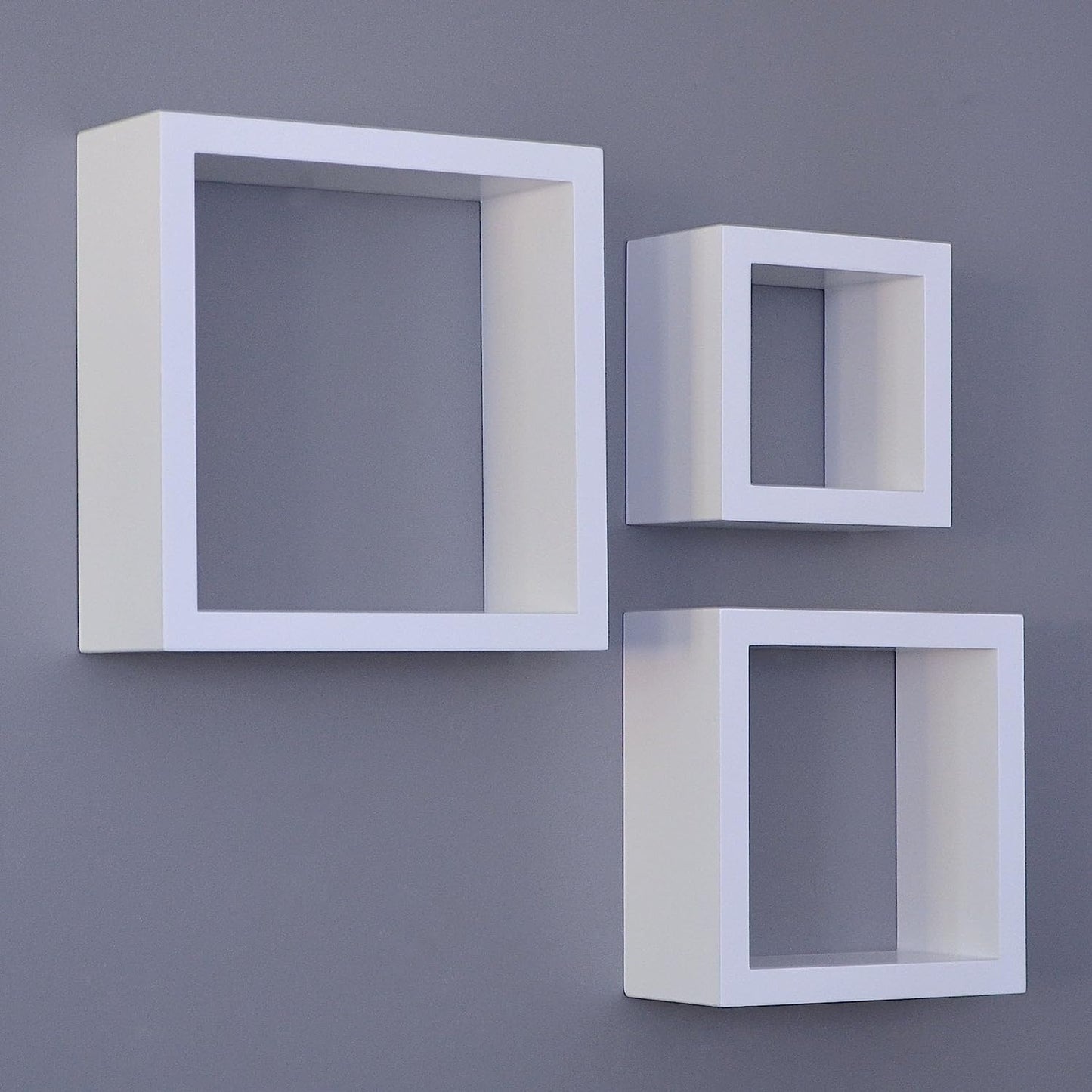 Classic White Square Shape Wall Racks (Set of 3)