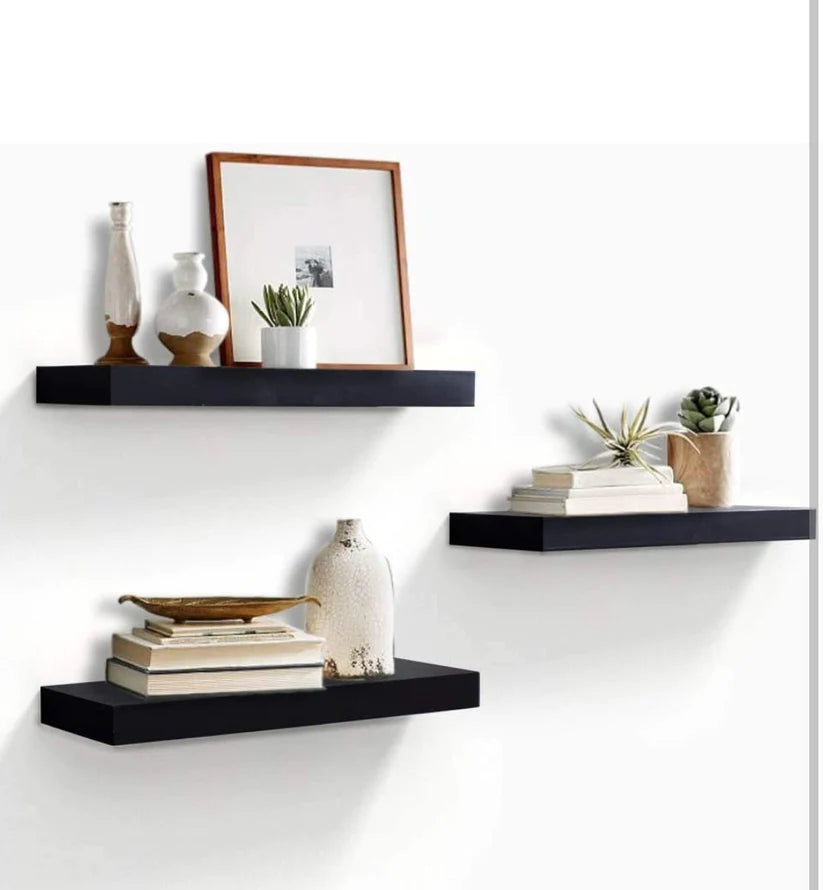 Onyx Black Wall Shelves (Set of 3)