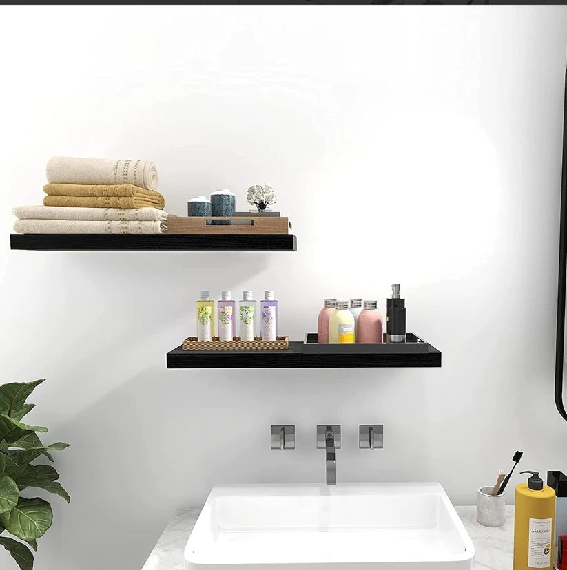 Onyx Black Wall Shelves (Set of 2)