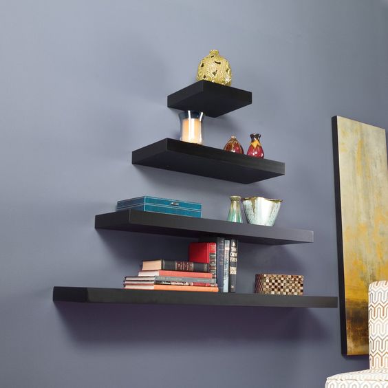 Jade Black Wall Racks (Set of 4)