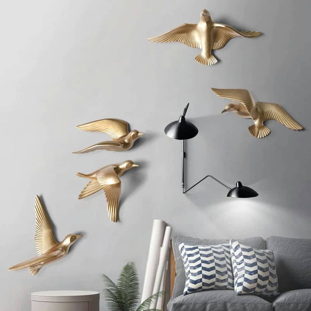 3D Wall Mounted Birds 6 pcs Set