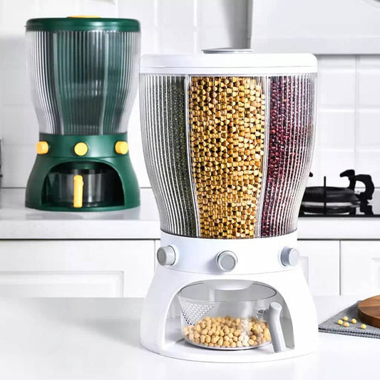 4-Portion Multifunctional Whole Grains Rotating Storage Tank