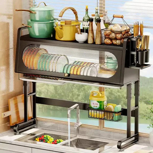 Kitchen Storage Dish Rack With Cabinet