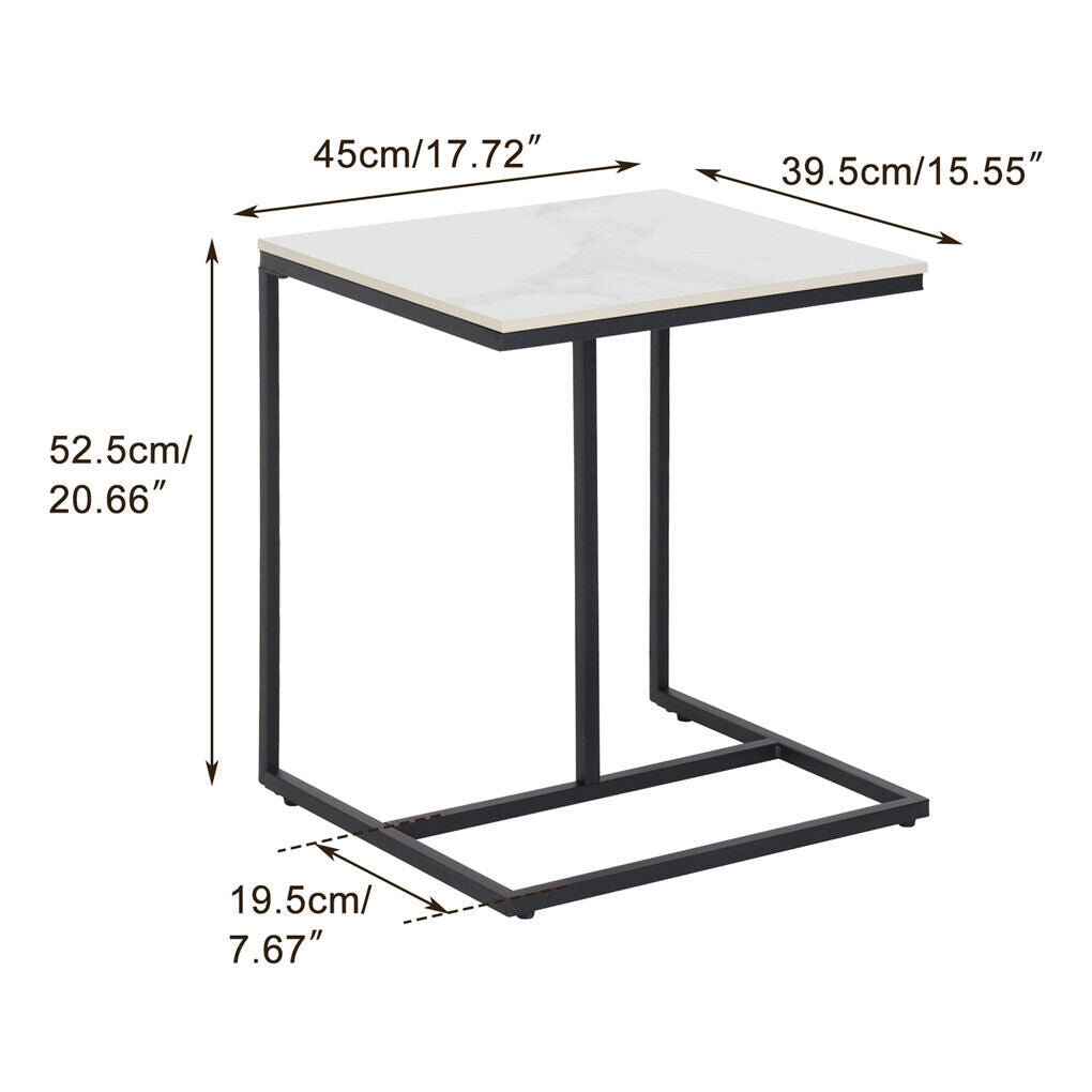 White Marblene Sofa Side Table