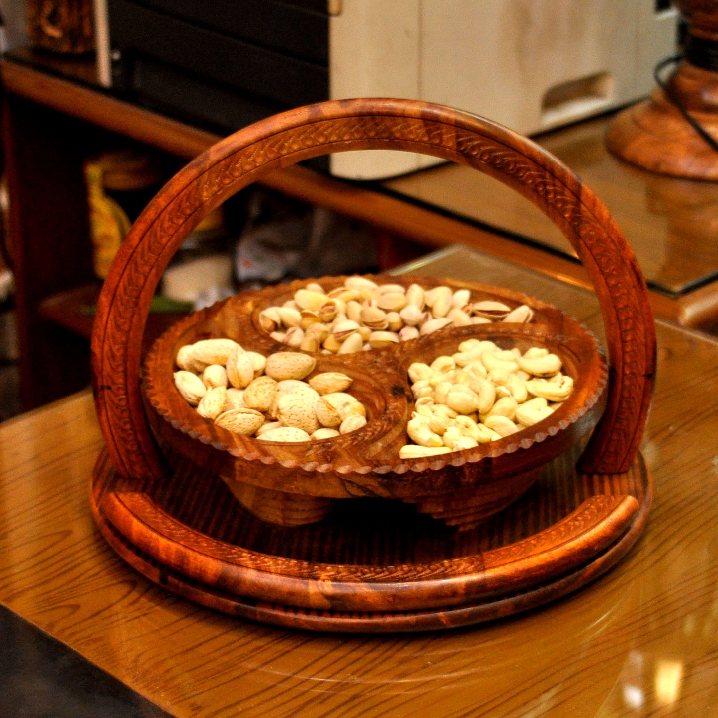 Wooden Foldable Dry Fruit Serving Basket