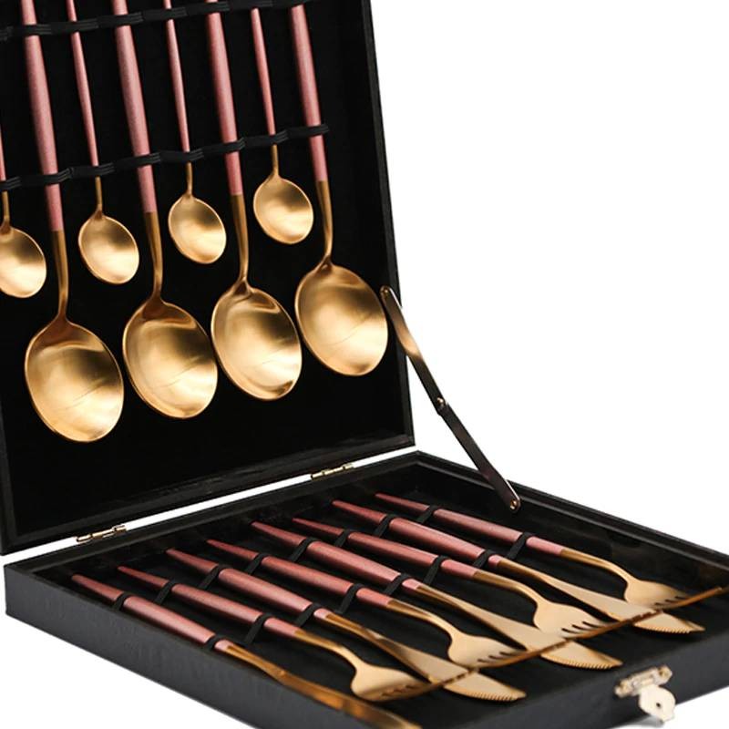 Luxury Pink & Golden Flatware Cutlery Set (24pcs)