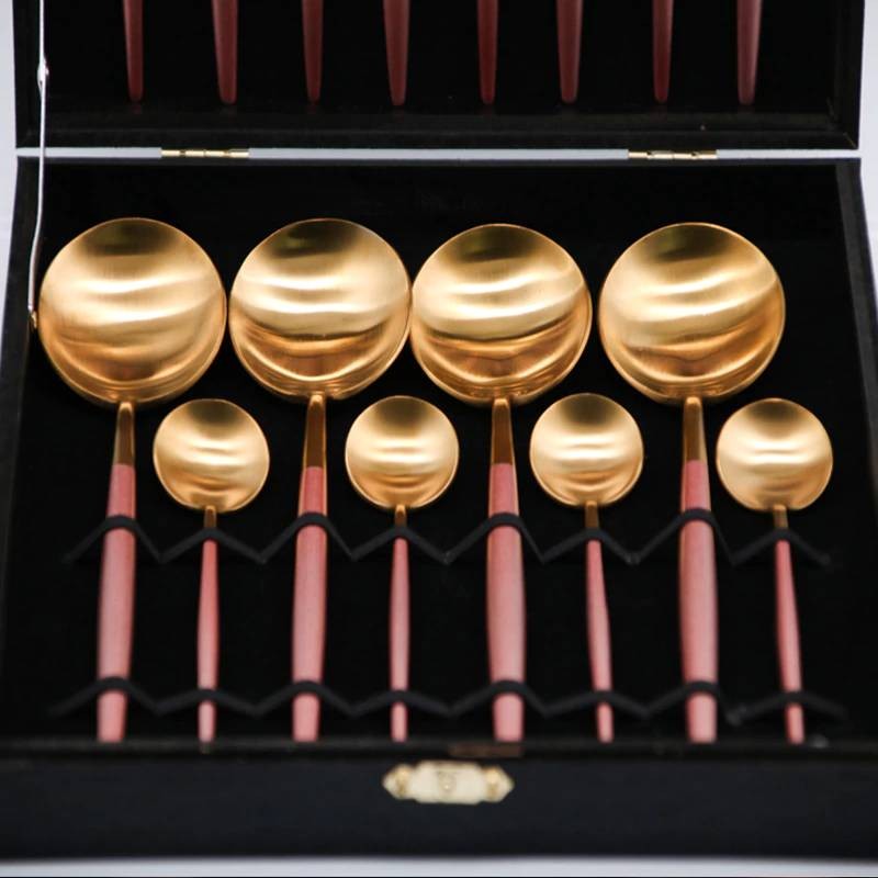 Luxury Pink & Golden Flatware Cutlery Set (24pcs)