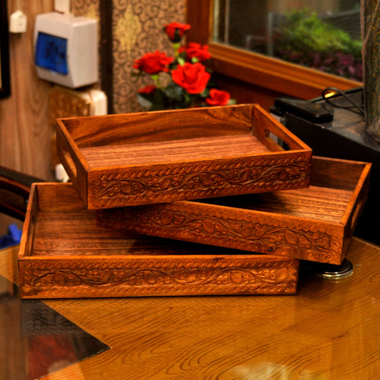 (Set of 3) Wooden High Quality Serving Tray (Set of 3)