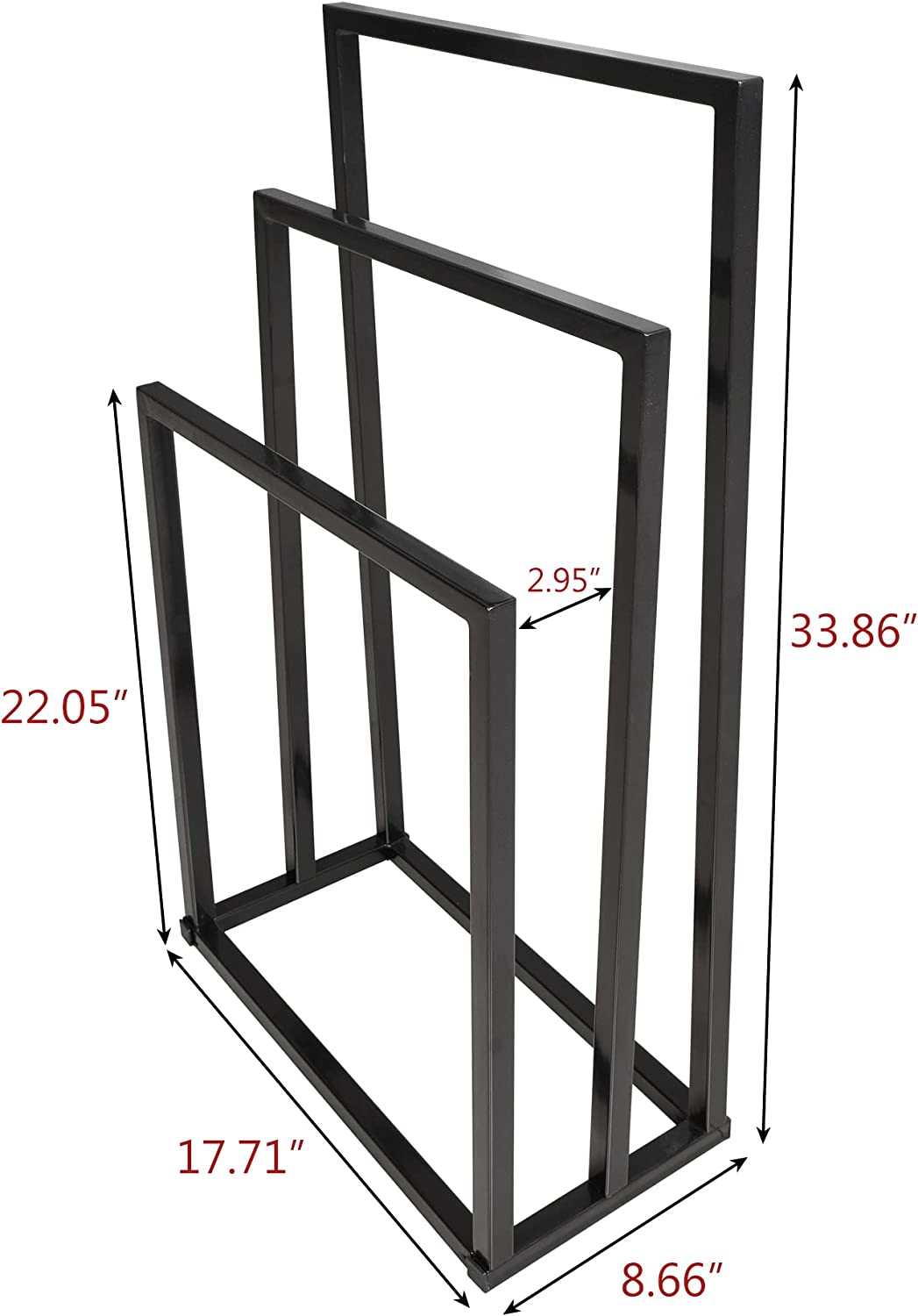 3 Tiers Black Metal Towel Rack