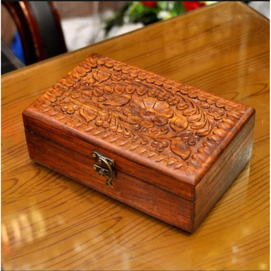 Wooden Jewelry Box with Carving Work