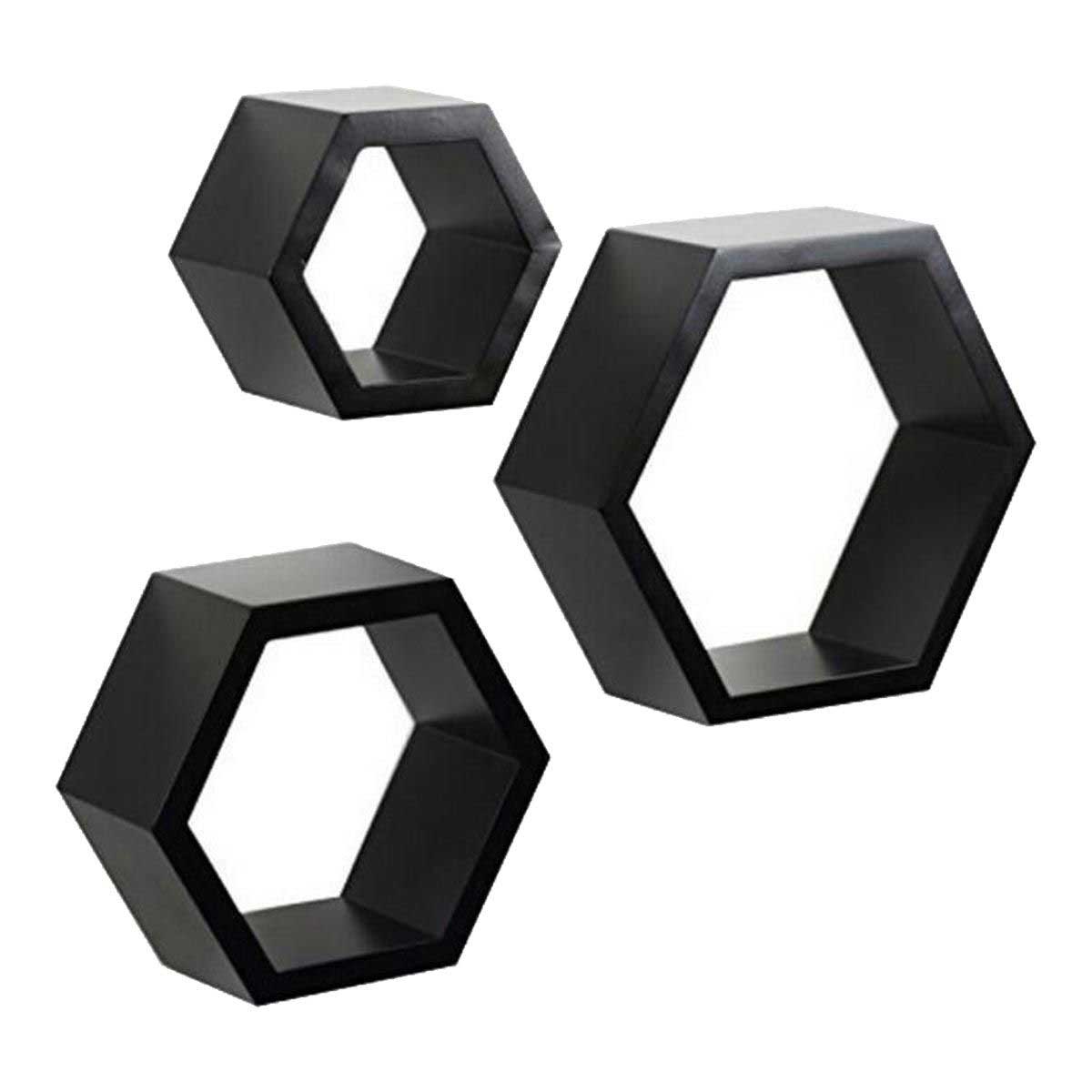 Hexagonal Design Wall Mounted Racks Set of 3