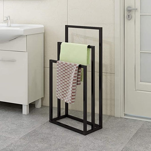 3 Tiers Black Metal Towel Rack