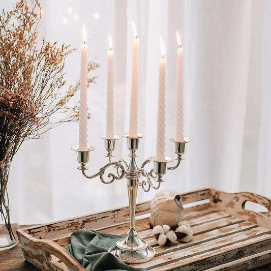 Silver Metal Candle Holder Stand