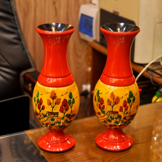 Pack of 2 Wooden Flower Vase