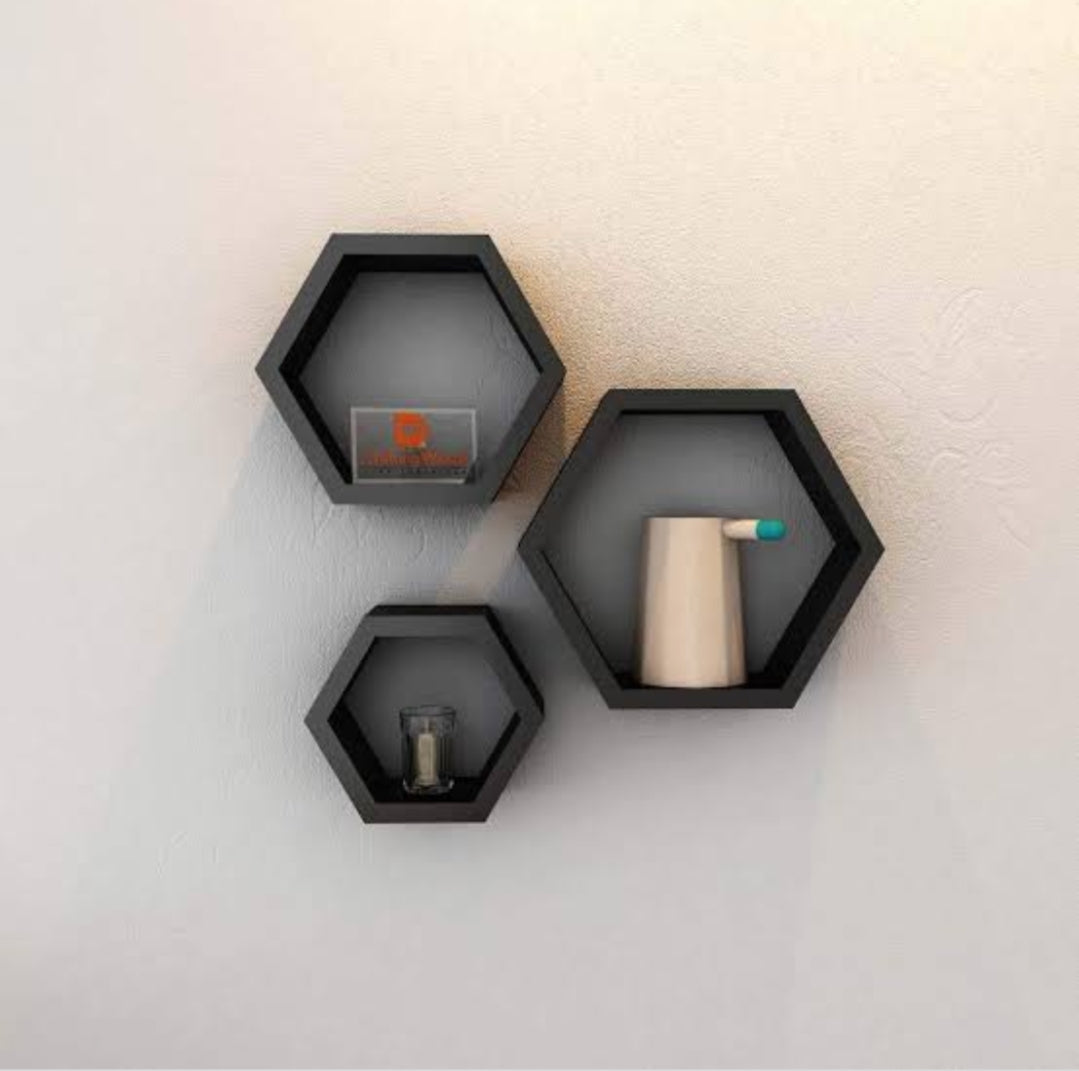 Hexagonal Design Wall Mounted Racks Set of 3