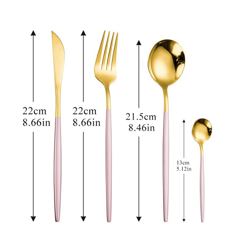 Luxury Pink & Golden Flatware Cutlery Set (4pcs)