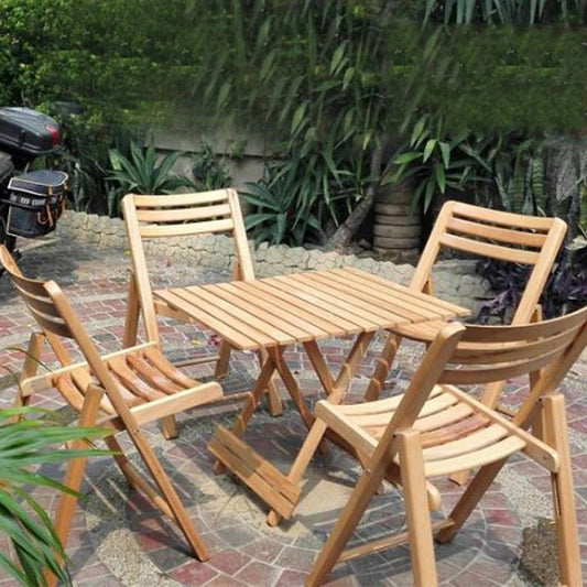 Beech Wood Wooden Folding Table with 4 Chairs