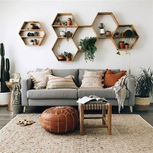 Set of 4 Wall Mounted Wooden Floating Shelves