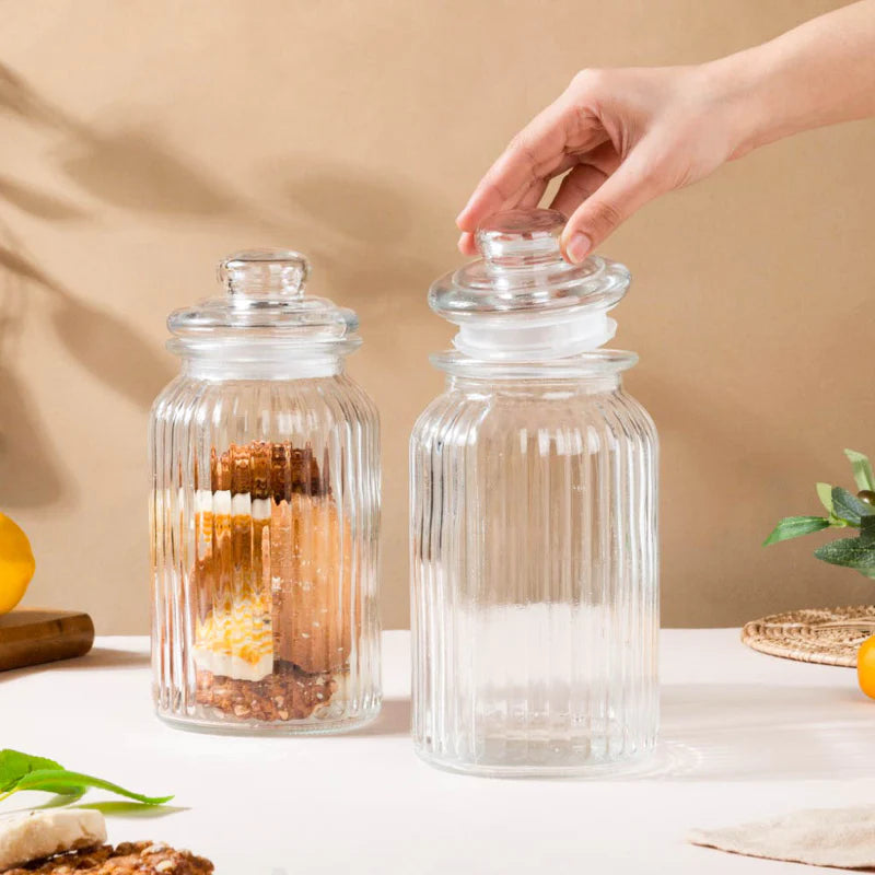 Airtight Glass Storage Canisters, Set of 3