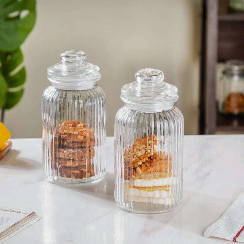 Airtight Glass Storage Canisters, Set of 3