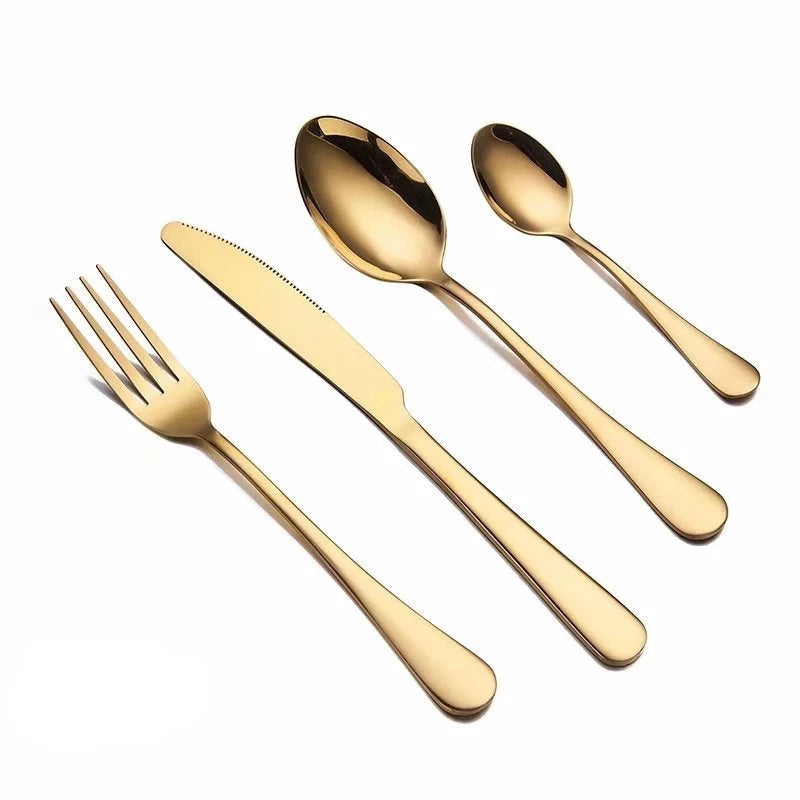 Stainless Steel Gold Dinnerware Cutlery Set (24pcs)