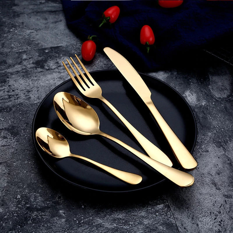 Stainless Steel Gold Dinnerware Cutlery Set (24pcs)