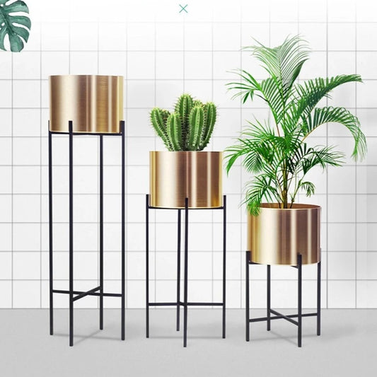 Luxury Golden & Black Plants Racks (Set of 3)