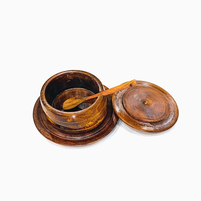 Pure Wood Brass Work Sugar Pot