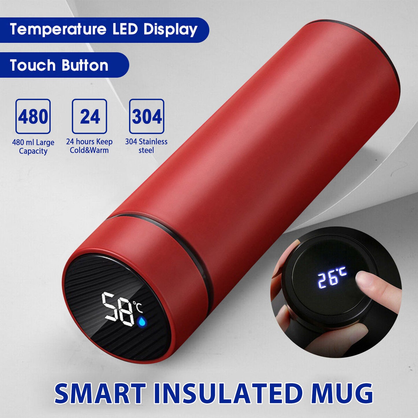 500ml Stainless Steel Smart Temperature Water Bottle