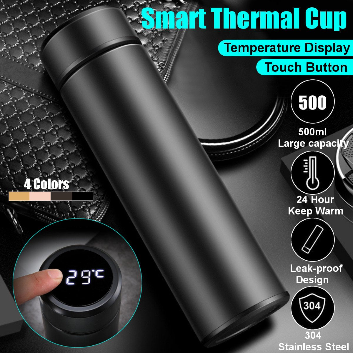 500ml Stainless Steel Smart Temperature Water Bottle