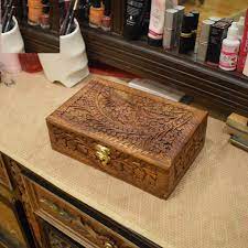 Wooden Jewelry Box with Carving Work