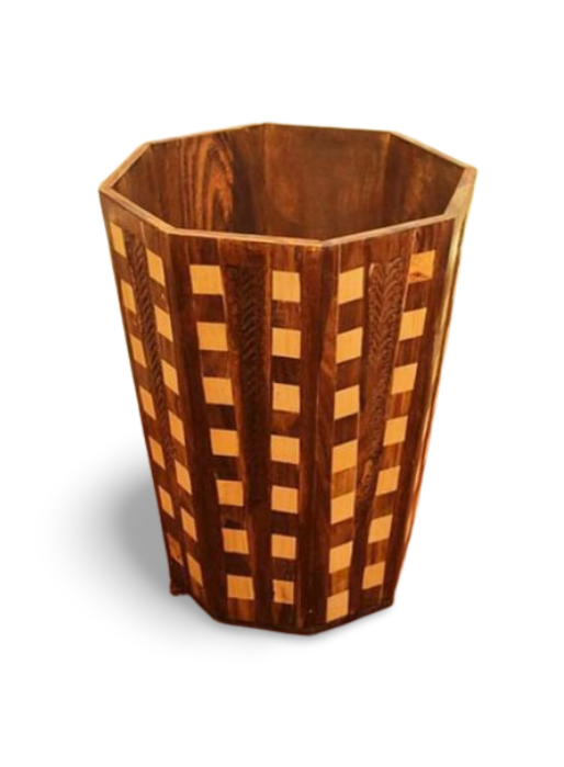 Wooden Carving Waste Dust Bin & Tissue Box